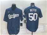 Los Angeles Dodgers #50 Mookie Betts Blue Pinstripe Cool Base Jersey