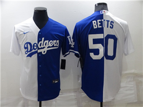 Los Angeles Dodgers #50 Mookie Betts Split Royal Blue/White Cool Base Jersey