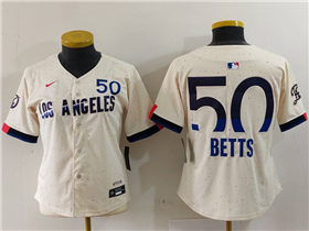 Los Angeles Dodgers #50 Mookie Betts Women's Cream 2024 City Connect Limited Jersey