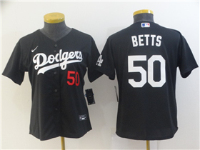 Los Angeles Dodgers #50 Mookie Betts Women's 2020 Black Turn Back The Clock Jersey