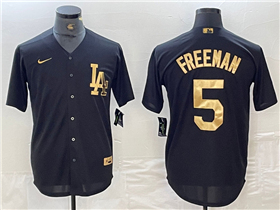 Los Angeles Dodgers #5 Freddie Freeman Black Gold Jersey