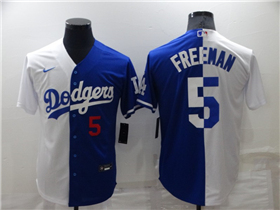 Los Angeles Dodgers #5 Freddie Freeman Split Royal Blue/White Cool Base Jersey