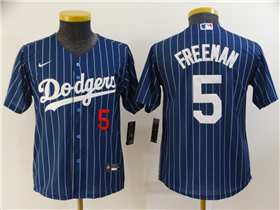 Los Angeles Dodgers #5 Freddie Freeman Youth Blue Pinstripe Cool Base Jersey