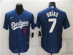 Los Angeles Dodgers #7 Julio Urías Blue Pinstripe Cool Base Jersey