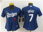 Los Angeles Dodgers #7 Julio Urías Women's Blue Pinstripe Cool Base Jersey