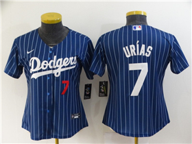 Los Angeles Dodgers #7 Julio Urías Women's Blue Pinstripe Cool Base Jersey