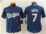 Los Angeles Dodgers #7 Julio Urías Youth Blue Pinstripe Cool Base Jersey