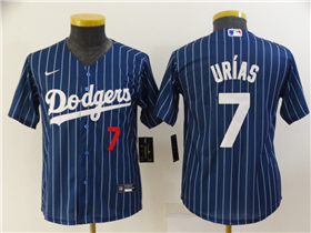 Los Angeles Dodgers #7 Julio Urías Youth Blue Pinstripe Cool Base Jersey