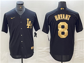 Los Angeles Dodgers #8 Kobe Bryant Black Gold Jersey