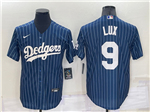 Los Angeles Dodgers #9 Gavin Lux Blue Pinstripe Cool Base Jersey