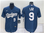 Los Angeles Dodgers #9 Gavin Lux Blue Pinstripe Cool Base Jersey