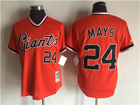 San Francisco Giants #24 Willie Mays Throwback Orange Pullover Jersey