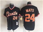 San Francisco Giants #24 Willie Mays Throwback Black Jersey