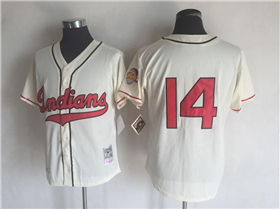 Cleveland Indians #14 Larry Doby 1948 Throwback Cream Jersey