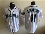 Seattle Mariners #11 Edgar Martinez Throwback White Jersey