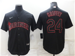 Seattle Mariners #24 Ken Griffey Jr. Black Shadow Cool Base Jersey