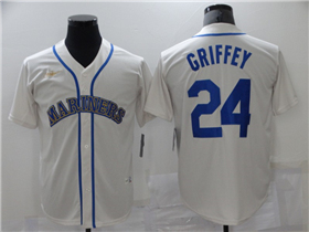 Seattle Mariners #24 Ken Griffey Jr. Cream Cooperstown Collection Cool Base Jersey