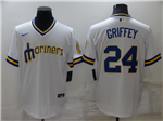 Seattle Mariners #24 Ken Griffey Jr. White Cooperstown Cool Base Jersey