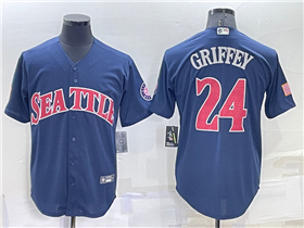 Seattle Mariners #24 Ken Griffey Jr. Navy Stars & Stripes Fashion Independence Day Jersey