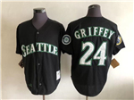 Seattle Mariners #24 Ken Griffey Jr. Throwback Black Jersey