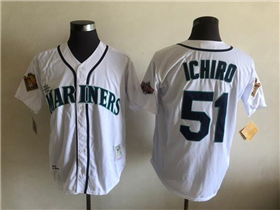 Seattle Mariners #51 Ichiro Suzuki Throwback White Jersey