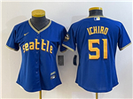 Seattle Mariners #51 Ichiro Suzuki Women's Royal 2023 City Connect Jersey