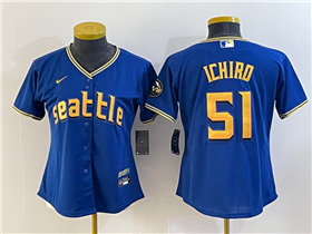 Seattle Mariners #51 Ichiro Suzuki Women's Royal 2023 City Connect Jersey