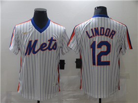 New York Mets #12 Francisco Lindor White Cooperstown Collection Cool Base Jersey