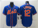 New York Mets #12 Francisco Lindor Royal/Orange Cool Base Jersey