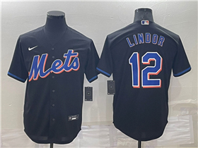 New York Mets #12 Francisco Lindor Black Cool Base Jersey