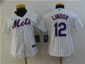 New York Mets #12 Francisco Lindor Women's White Cool Base Jersey