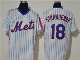 New York Mets #18 Darryl Strawberry White Cooperstown Collection Cool Base Jersey