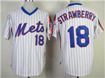 New York Mets #18 Darryl Strawberry 1986 White Pinstripe Throwback Jersey