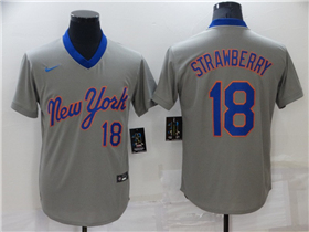 New York Mets #18 Darryl Strawberry Vintage Gray Jersey