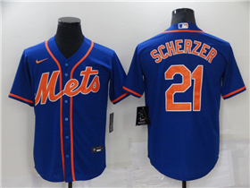 New York Mets #21 Max Scherzer Royal/Orange Cool Base Jersey