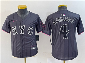 New York Mets #4 Francisco Alvarez Graphite Youth 2024 City Connect Limited Jersey