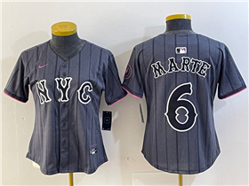 New York Mets #6 Starling Marte Graphite Women's 2024 City Connect Limited Jersey