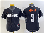 Baltimore Orioles #3 Jorge Mateo Youth Black 2023 City Connect Jersey