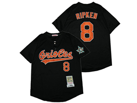 Baltimore Orioles #8 Cal Ripken Jr 1993 Throwback Black Cooperstown Collection Jersey