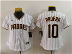 San Diego Padres #10 Jurickson Profar Women's White Pinstripe Limited Jersey