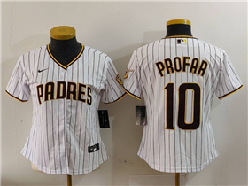 San Diego Padres #10 Jurickson Profar Women's White Pinstripe Limited Jersey