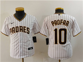 San Diego Padres #10 Jurickson Profar Youth White Pinstripe Jersey