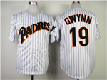 San Diego Padres #19 Tony Gwynn 1987 Throwback White Pinstripe Jersey