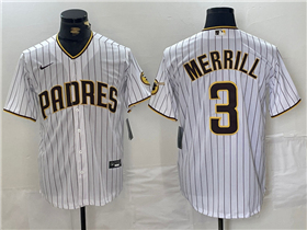San Diego Padres #3 Jackson Merrill White Pinstripe Limited Jersey