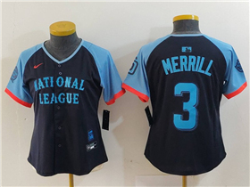 National League #3 Jackson Merrill Women's Navy 2024 MLB All-Star Game Limited Jersey