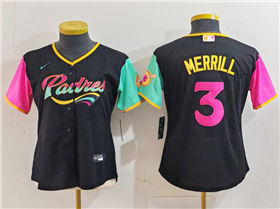 San Diego Padres #3 Jackson Merrill Women's Black City Connect Jersey