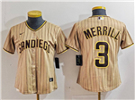 San Diego Padres #3 Jackson Merrill Women's Gray Pinstripe Limited Jersey