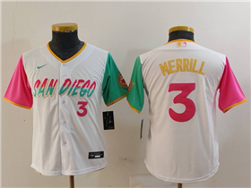 San Diego Padres #3 Jackson Merrill Youth White 2022 City Connect Jersey