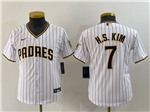 San Diego Padres #7 Ha-Seong Kim Youth White Cool Base Jersey