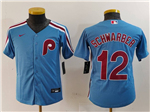 Philadelphia Phillies #10 J.T. Realmuto Youth Light Blue Jersey